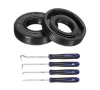 sourcing map 2Pcs Oil Seal, 17x35x8mm TC Nitrile Rubber Double Lip Cover with Hook Kit and Spring for Mechanical Automobile Bearing Shaft, Black