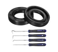 sourcing map 2Pcs Oil Seal, 20x35x7mm TC Nitrile Rubber Double Lip Cover with Hook Kit and Spring for Mechanical Automobile Bearing Shaft, Black