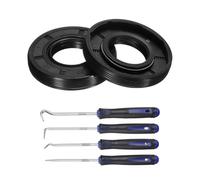 sourcing map 2Pcs Oil Seal, 20x42x7mm TC Nitrile Rubber Double Lip Cover with Hook Kit and Spring for Mechanical Automobile Bearing Shaft, Black