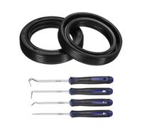 sourcing map 2Pcs Oil Seal, 25x35x7mm TC Nitrile Rubber Double Lip Cover with Hook Kit and Spring for Mechanical Automobile Bearing Shaft, Black