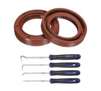 sourcing map 2Pcs Oil Seal, 25x37x7mm TC Fluorine Rubber Double Lip Cover with Hook Kit and Spring for Mechanical Automobile Bearing Shaft, Brown