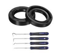 sourcing map 2Pcs Oil Seal, 25x40x8mm TC Nitrile Rubber Double Lip Cover with Hook Kit and Spring for Mechanical Automobile Bearing Shaft, Black