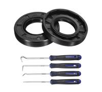 sourcing map 2Pcs Oil Seal, 25x48x8mm TC Nitrile Rubber Double Lip Cover with Hook Kit and Spring for Mechanical Automobile Bearing Shaft, Black