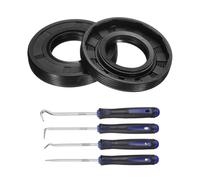 sourcing map 2Pcs Oil Seal, 25x50x8mm TC Nitrile Rubber Double Lip Cover with Hook Kit and Spring for Mechanical Automobile Bearing Shaft, Black