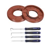 sourcing map 2Pcs Oil Seal, 25x52x7mm TC Fluorine Rubber Double Lip Cover with Hook Kit and Spring for Mechanical Automobile Bearing Shaft, Brown