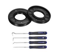 sourcing map 2Pcs Oil Seal, 25x52x8mm TC Nitrile Rubber Double Lip Cover with Hook Kit and Spring for Mechanical Automobile Bearing Shaft, Black