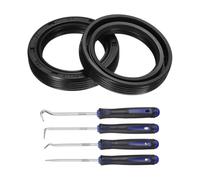 sourcing map 2Pcs Oil Seal, 27x37x7mm TC Nitrile Rubber Double Lip Cover with Hook Kit and Spring for Mechanical Automobile Bearing Shaft, Black