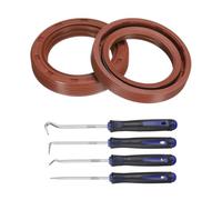 sourcing map 2Pcs Oil Seal, 28x40x7mm TC Fluorine Rubber Double Lip Cover with Hook Kit and Spring for Mechanical Automobile Bearing Shaft, Brown