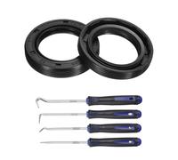 sourcing map 2Pcs Oil Seal, 28x42x7mm TC Nitrile Rubber Double Lip Cover with Hook Kit and Spring for Mechanical Automobile Bearing Shaft, Black
