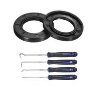sourcing map 2Pcs Oil Seal, 30x52x7mm TC Nitrile Rubber Double Lip Cover with Hook Kit and Spring for Mechanical Automobile Bearing Shaft, Black