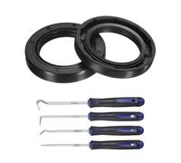 sourcing map 2Pcs Oil Seal, 35x52x8mm TC Nitrile Rubber Double Lip Cover with Hook Kit and Spring for Mechanical Automobile Bearing Shaft, Black