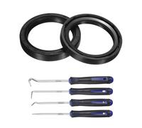 sourcing map 2Pcs Oil Seal, 42x55x8mm TC Nitrile Rubber Double Lip Cover with Hook Kit and Spring for Mechanical Automobile Bearing Shaft, Black