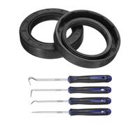 sourcing map 2Pcs Oil Seal, 42x62x12mm TC Nitrile Rubber Double Lip Cover with Hook Kit and Spring for Mechanical Automobile Bearing Shaft, Black