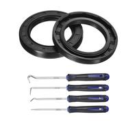 sourcing map 2Pcs Oil Seal, 42x62x8mm TC Nitrile Rubber Double Lip Cover with Hook Kit and Spring for Mechanical Automobile Bearing Shaft, Black