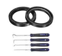 sourcing map 2Pcs Oil Seal, 50x65x8mm TC Nitrile Rubber Double Lip Cover with Hook Kit and Spring for Mechanical Automobile Bearing Shaft, Black