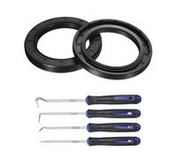 sourcing map 2Pcs Oil Seal, 50x72x8mm TC Nitrile Rubber Double Lip Cover with Hook Kit and Spring for Mechanical Automobile Bearing Shaft, Black
