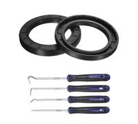 sourcing map 2Pcs Oil Seal, 60x85x10mm TC Nitrile Rubber Double Lip Cover with Hook Kit and Spring for Mechanical Automobile Bearing Shaft, Black