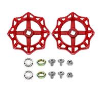 sourcing map 2Pcs Outdoor Faucet Water Spigot Handle, 11 x 11mm Round Wheel Square Stem Hole Cast Iron Hose Bib Outside Faucet Valve Handles Replacement for Garden Courtyard Bathroom, Red