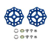 sourcing map 2Pcs Outdoor Faucet Water Spigot Handle, 9 x 9mm Round Wheel Square Stem Hole Cast Iron Hose Bib Outside Faucet Valve Handles Replacement for Garden Courtyard Bathroom, Blue