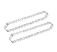 sourcing map 2pcs Oval Cake Rings, 9.8" x 1.6" Heat-Resistant Perforated Cake Mousse Ring Non Stick Metal Pastry for French Dessert Mousse Fruit Pies, Silver