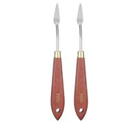 sourcing map 2pcs Palette Knife Painting Tool 1.38" x 0.39" Stainless Steel Teardrop Blade 3.35" Length Spatula Painting Pallet Knives with Hole Beech Wood Handle for Acrylic Canvas, Red/Silver