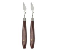 sourcing map 2pcs Palette Knife Painting Tool 1.5 x 0.59 Stainless Steel Art Spatula Pallet Knives Scrapers Tools with Beech Wood Handle for Acrylic Oil Canvas Mixing Spreading, Red/Silver