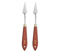 sourcing map 2pcs Palette Knife Painting Tool 1.97" x 0.79" Stainless Steel Teardrop Blade 7.87" Length Spatula Painting Pallet Knives with Hole Beech Wood Handle for Acrylic Canvas, Red/Silver
