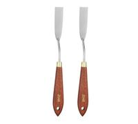 sourcing map 2pcs Palette Knife Painting Tool 2.68" x 0.67" Stainless Steel Teardrop Blade 8.86" Length Spatula Painting Pallet Knives with Hole Beech Wood Handle for Acrylic Canvas, Red/Silver