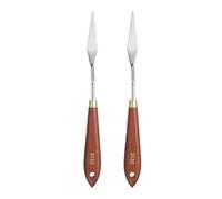 sourcing map 2pcs Palette Knife Painting Tool 2.76" x 0.59" Stainless Steel Teardrop Blade 8.86" Length Spatula Painting Pallet Knives with Hole Beech Wood Handle for Acrylic Canvas, Red/Silver