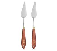 sourcing map 2pcs Palette Knife Painting Tool 3.15" x 1.18" Stainless Steel Teardrop Blade 9.06" Length Spatula Painting Pallet Knives with Hole Beech Wood Handle for Acrylic Canvas, Red/Silver
