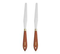sourcing map 2pcs Palette Knife Painting Tool 5.12" x 0.79" Stainless Steel Teardrop Blade 9.45" Length Spatula Painting Pallet Knives with Hole Beech Wood Handle for Acrylic Canvas, Red/Silver