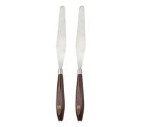 sourcing map 2pcs Palette Knife Painting Tool 5.35 x 0.94 Stainless Steel Art Spatula Pallet Knives Scrapers Tools with Beech Wood Handle for Acrylic Oil Canvas Mixing Spreading, Red/Silver