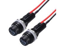 sourcing map 2Pcs Panel Mount Fuse Holder 5x20mm AC 250V 10A/AC 125V 15A Screw Cap Fuse Holders with Pre-Soldered Wires,Round Shape Port