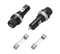 sourcing map 2Pcs Panel Mounted Fuse Holders 45 x 18.4mm 250V 125V, 8A Screw Cap Fuse Holders with 2 Pcs 6 x 30mm Fast-Blow Glass Tubes Fuses