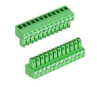 sourcing map 2Pcs PCB Terminal Block, 300V 8A Male 12 Pin 3.81mm Pitch PCB Screw Mount Terminal Block Connector for Industrial Use, Electronic Projects, Green