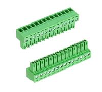 sourcing map 2Pcs PCB Terminal Block, 300V 8A Male 14 Pin 3.81mm Pitch PCB Screw Mount Terminal Block Connector for Industrial Use, Electronic Projects, Green