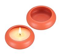 sourcing map 2Pcs Pebble Tea Light Candle Holder, 3cm Height Tealight Candle Holder Handcrafted Ceramic Decorative Calming Home Decor Accent for Table Centerpiece Wedding, Red