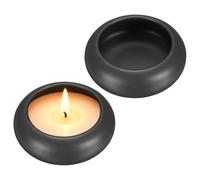 sourcing map 2Pcs Pebble Tea Light Candle Holder, 3cm Height Tealight Candle Holder Handcrafted Ceramic Decorative Calming Home Decor Accent for Table Centerpiece Wedding, Black