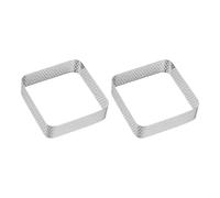 sourcing map 2pcs Perforated Cake Rings 3.54" Stainless Steel Square Tartlet Ring Nonstick Polishing Cake Mousse Ring Thickening Dessert Ring Tools for Baking Cake French Dessert Fruit