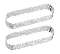 sourcing map 2pcs Perforated Cake Rings 5.12" Stainless Steel Oval Tartlet Ring Nonstick Polishing Cake Mousse Ring Thickening Dessert Ring Tools for Baking Cake French Dessert Fruit