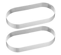 sourcing map 2pcs Perforated Cake Rings 6.30" Stainless Steel Oval Tartlet Ring Nonstick Polishing Cake Mousse Ring Thickening Dessert Ring Tools for Baking Cake French Dessert Fruit