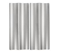 sourcing map 2Pcs Perforated French Bread Baking Pan, 15" x 6.3" Toast Molds Tray, 2 Wave Loaves Baking Tray for Baking Loaf Bread (Silver Tone)