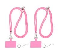 sourcing map 2Pcs Phone Lanyard, 33"-63" Adjustable Crossbody Phone Strap Detachable Anti Theft Cellphone Chain Strap Polyester Woven Lanyards with Tether Tabs for Smartphones, Pink