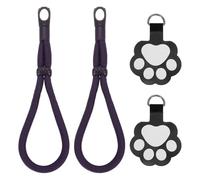 sourcing map 2Pcs Phone Lanyard, 9.8 Inch Phone Wrist Strap Polyester Anti Theft Cellphone Strap Lanyard Cellphone Hand Straps with Cute Cat Paw Tab and 360° Hook for Travel, Dark Purple