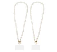 sourcing map 2Pcs Phone Lanyards, 24 Inch Cellphone Pearl Chain with Tether Tabs & Gold Clasp, Pearl Purse Chains Cellphone Lanyard Chain for Smart Phones Around the Neck Wristlet Shoulder