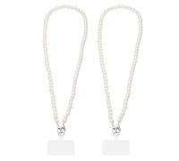 sourcing map 2Pcs Phone Lanyards, 24 Inch Cellphone Pearl Chain with Tether Tabs & Silver Clasp, Pearl Purse Chains Cellphone Lanyard Chain for Smart Phones Around the Neck Wristlet Shoulder