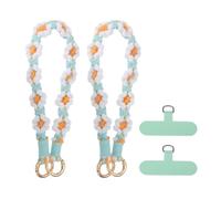 sourcing map 2Pcs Phone Wrist Strap, Braided Flower Cell Phone Lanyard Charm, Hand-free Keychain Wristlet Strap with Tether Tab for Women, White/Yellow/Light Blue