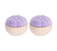 sourcing map 2Pcs Pin Cushion Wooden Base Needle Pincushion Cute Small Pins Holder with Vertical Wooden Bowl for Sewing Quilting Needlework DIY Craft, Light Purple