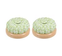 sourcing map 2pcs Pin Cushions Sewing Needle Cushion Needle Holder Pincushions with Magnetic Wooden Base for Sewing Quilting Needlework DIY Crafts, Green White Red