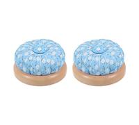 sourcing map 2pcs Pin Cushions Sewing Needle Cushion Needle Holder Pincushions with Magnetic Wooden Base for Sewing Quilting Needlework DIY Crafts, Blue White Green